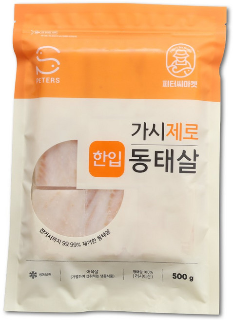 피터씨마켓 가시제로 한입동태살 500g 잔가시없는 우리아이 영양간식 동태전 생선까스, 1개