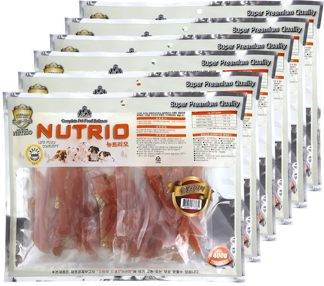 뉴트리오 강아지 건조간식, 숯불사사미, 400g, 6개