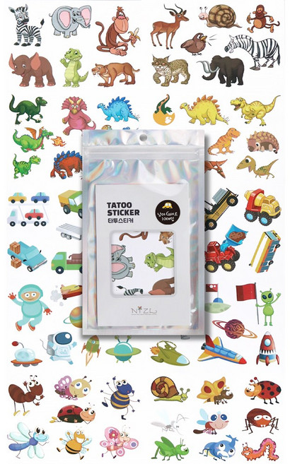 니즈엘 KC인증 어린이 타투스티커 (10장세트) 캐릭터 판박이, 1개, 07 남아G세트