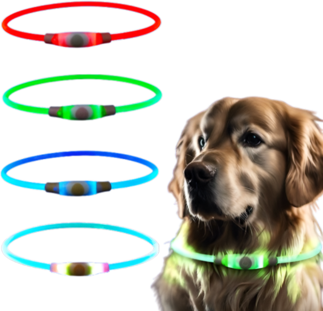 애니윙 사고예방 야간산책 강아지 LED 목걸이, 1개, 레인보우