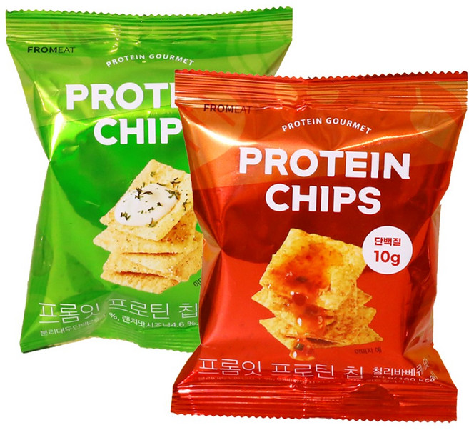 [다이어터 간식] 프롬잇 프로틴칩 2종 혼합set (칠리+어니언), 40g, 18개