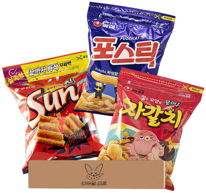 [여우별 세트]과자6호 대용량 지퍼백 과자 세트, 12호(썬칩,포스틱,자갈치), 1세트, 대용량 지퍼백 과자 3종(썬칩,포스틱,자갈치)