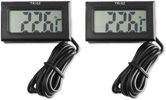 [1+1기획] 트리오즈 어항 온도계 냉장고 센서 디지털 온도계, 2개, 블랙