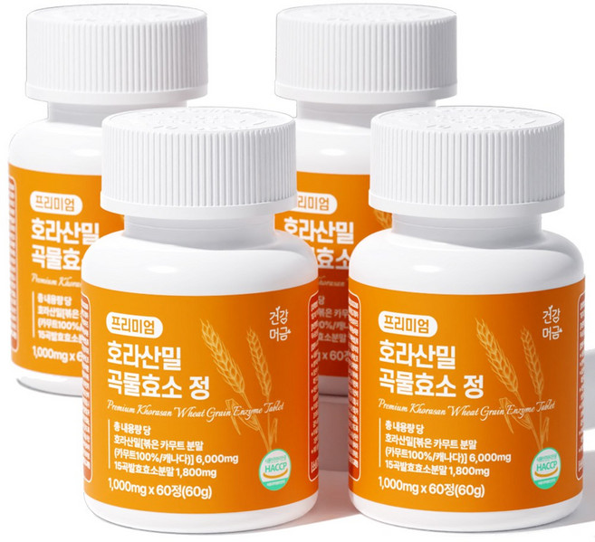 건강머금 호라산밀 카무트 곡물 발효 효소, 4개, 60정