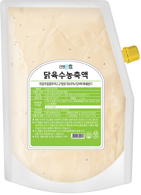 간편한식 국내산 닭육수 농축액 60인분, 1kg, 1개