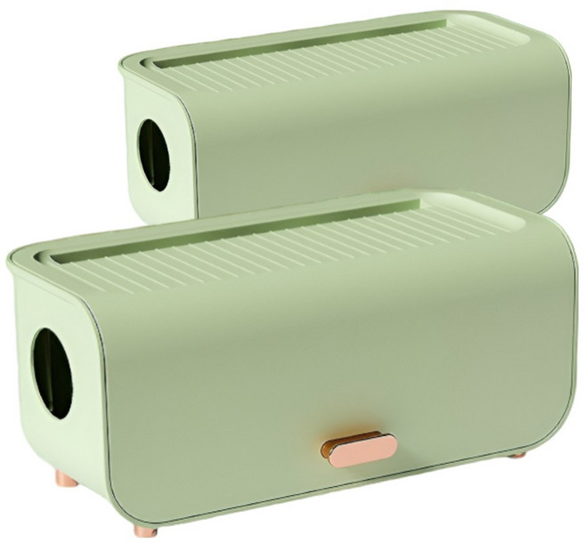 쪼이소 모던심플 멀티탭 정리함, 올리브, 2개