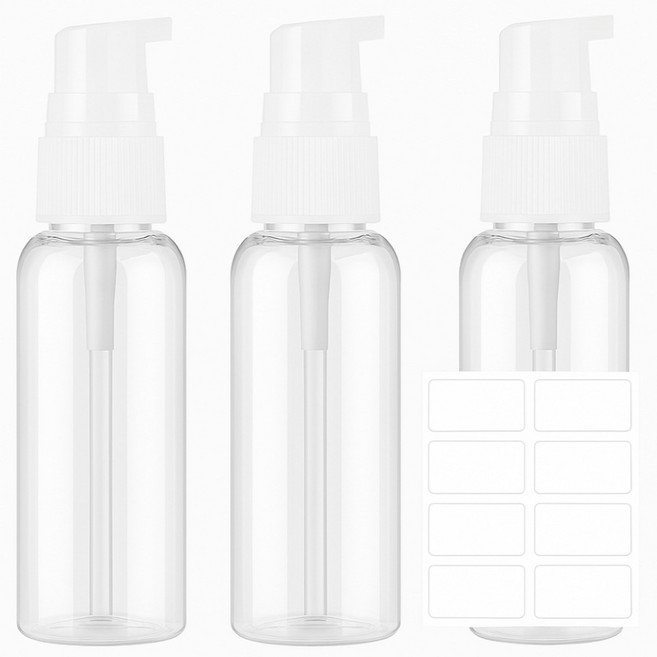 비타벨로 여행용 화장품 소분 펌핑 공병 60ml + 라벨스티커, 3개