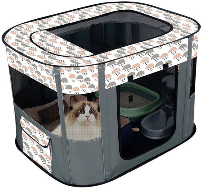 MIAMIA 접이식 고양이 격리장 펫 룸 패브릭 텐트 분만실 산실 강아지 합사, 1개