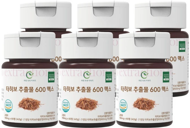 자연속의이야기 브라질 타히보 추출물 600 맥스 아마존, 60정, 6개 - 쿠팡