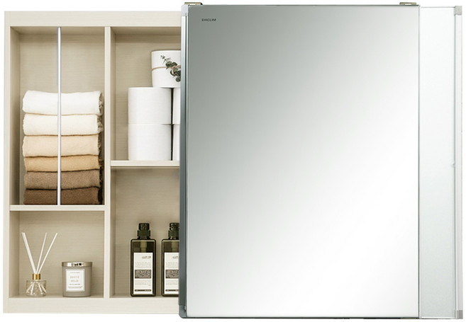 도비도스 대림 전면 거울 슬라이딩 욕실 수납장 DBF-12 방문설치, 아이보리, 1개