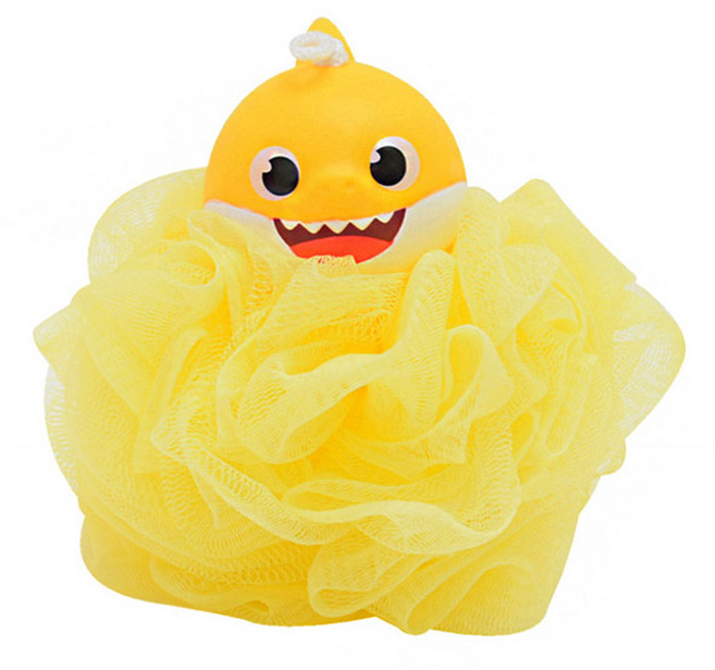 핑크퐁 샤워볼 유아 샤워타월, 옐로우(아기상어), 1개