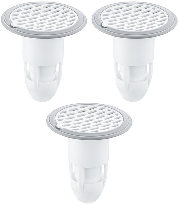 3개 세트 하수구 트랩 3중 차단 배수구 냄새 화장실 세탁실 악취방지 거름망 베란다 세탁기 막힘 제거 욕실 하수구망 덮개 마개 벌레 차단망 개폐기, R19099W(화이트 3개입, 1세트