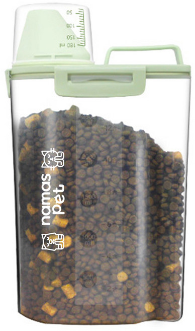 나마스펫 애견 밀폐 사료 보관통, 그린, 2.5L, 1개