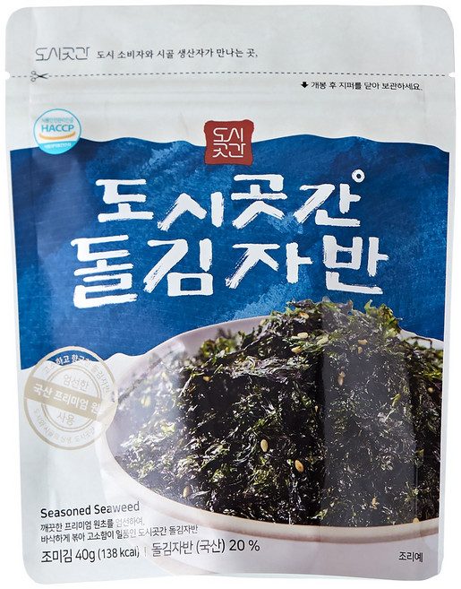 100% 국내산 원초 돌자반 김자반, 40g, 4개
