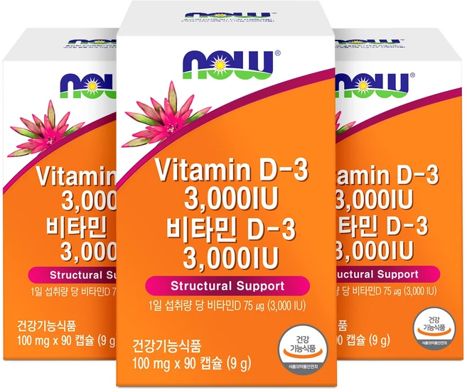 나우푸드 비타민D3 3000IU 90캡슐 3박스 9개월분, 90정 - 쿠팡