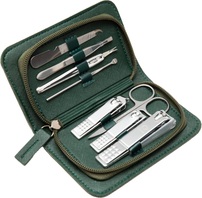 Caren 쓰리세븐 기술제휴 손톱깎이세트 8종 네일케어, 1개, 딥그린