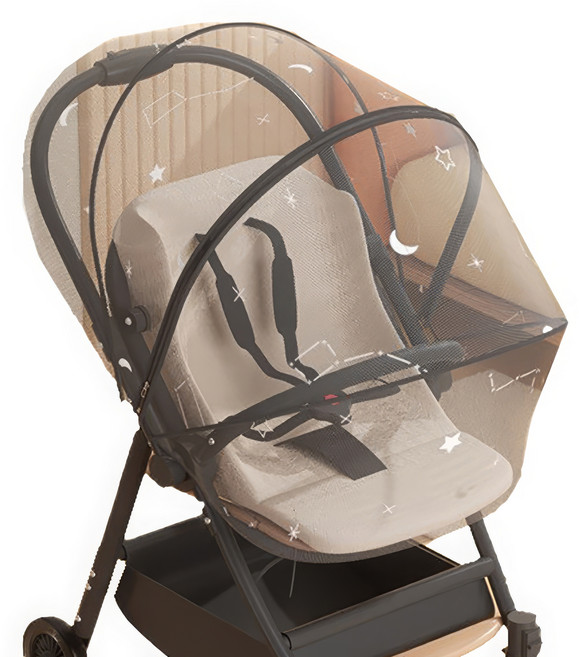 유모차모기장 지퍼형 유모차커버 아기모기장, 1개, 별자리 블랙