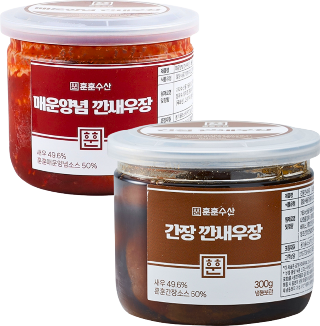 훈훈수산 매운양념 깐새우장 300g+간장 깐새우장 300g, 300g, 1개