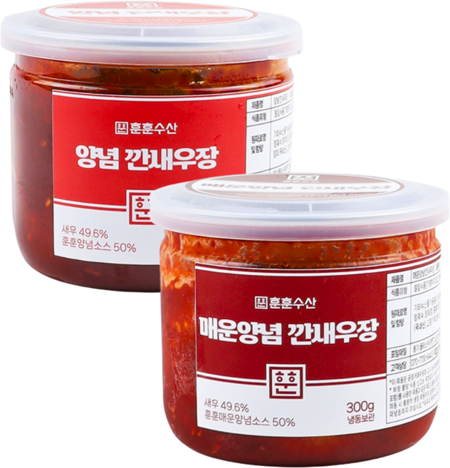 훈훈수산 매운양념 깐새우장 300g+양념 깐새우장 300g, 300g, 1개