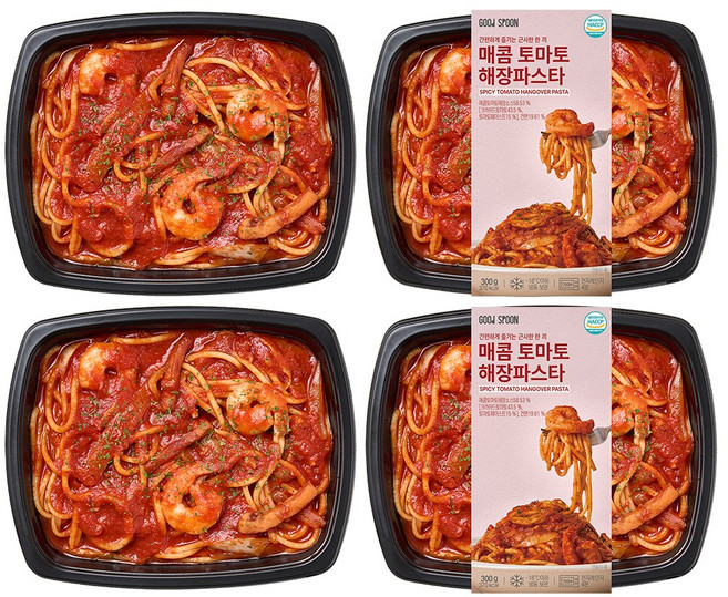굿스푼 토마토 해장 파스타 밀키트 맛있는 매콤한 소스 스파게티 (냉동), 4개, 300g