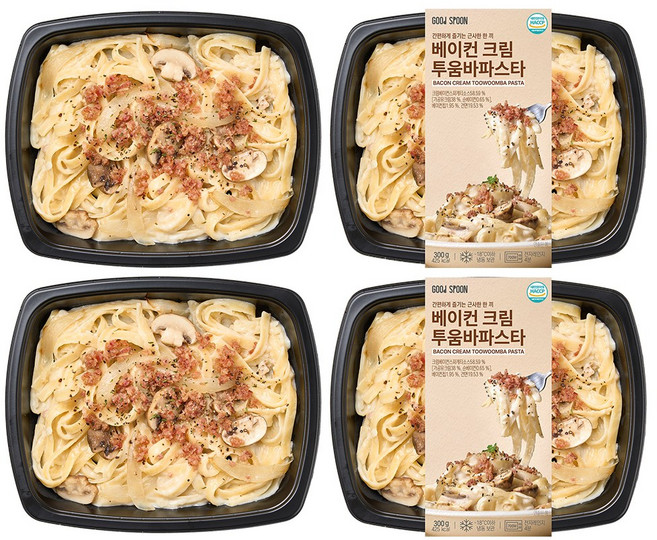 굿스푼 간편요리 베이컨 크림 투움바 파스타 까르보나라 맛있는 식단관리 (냉동), 4개, 300g