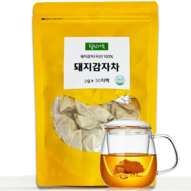 [용량2배 추가]힐링가득 국산 볶은 돼지감자차 티백, 2개, 50개입, 2g