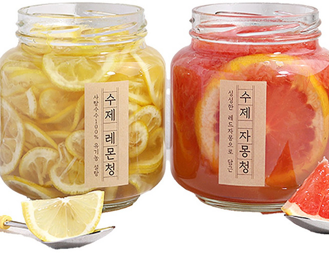 유기농설탕이 들어간 푸릇푸릇 수제과일청 레몬청 자몽청 과일청 딸기청 생강청 생강차 950g 1kg 2kg 대용량 카페 업소용, 01 레몬청 1kg (파우치팩), 1개, 1개입