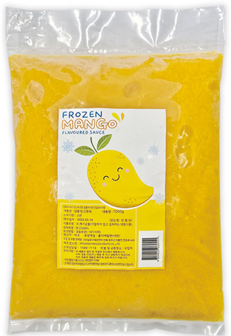 냉동 망고퓨레 1kg (100% 망고) 태국산 프리미엄 베이비망고 1kg 냉동 망고 퓌레 / 스무디용, 1개