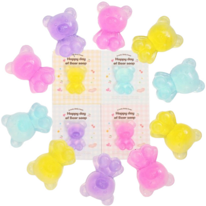 샤이닝데이 해피곰 수제비누 어린이집 유치원 생일 답례품 개별포장, 10개입, 20g