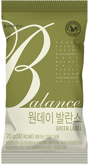 산과들에 원데이발란스그린 / 하루 한줌 견과 견과류, 20g, 100개