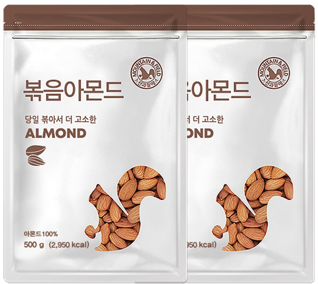 산과들에 25년산 햇 견과류 볶음아몬드 1kg, 500g, 2개
