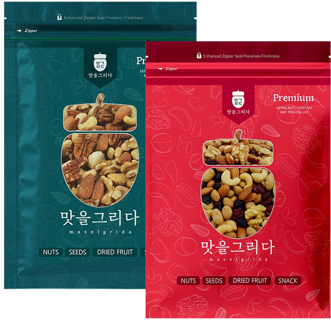 맛을 그리다 프리미엄 믹스너트 웰빙클래식 450g+베리너츠 400g / A급 햇 견과류 믹스너츠 혼합견과, 1개