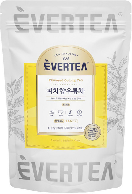에버티 피치 우롱차 과일향 가향차 티백, 2g, 24개입, 1개