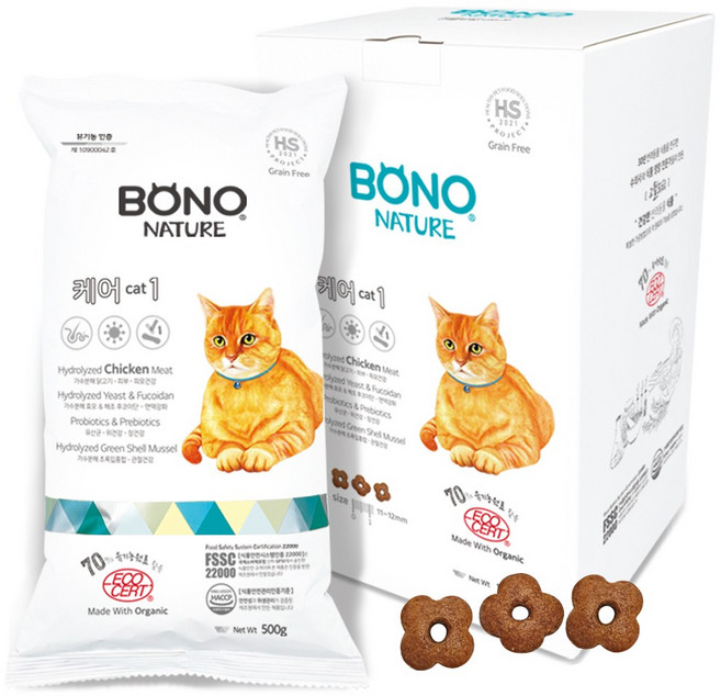 보노네이처 고양이 유기농 ( 피부 & 요로방광 ) ( 피부 & 면역 ) 가수분해 전연령 기능성사료, 7kg, 1개, 닭