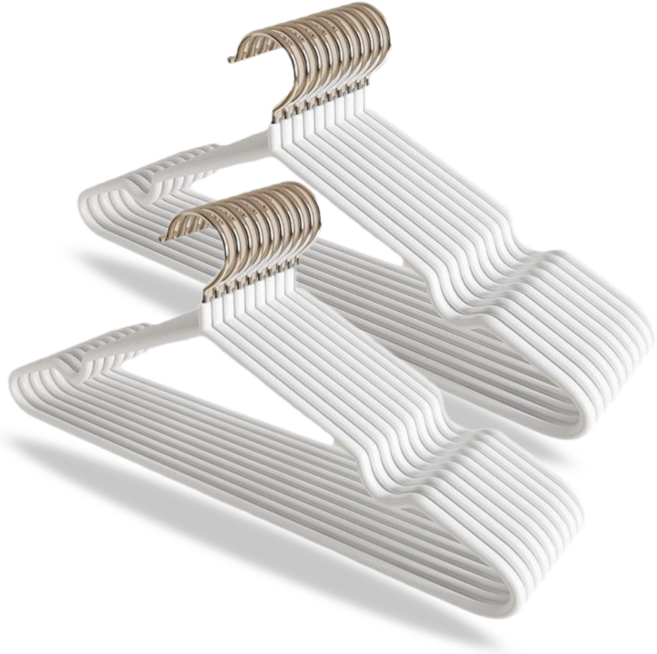 미끄럼방지 PVC코팅 논슬립 옷걸이, 화이트, 20개