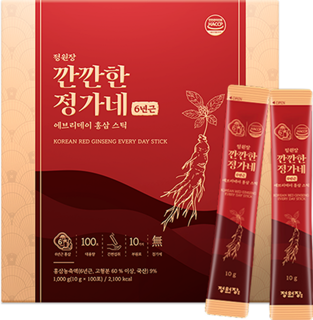 깐깐한정가네 6년근 정원장 에브리데이 대용량 홍삼 스틱, 100개, 10g