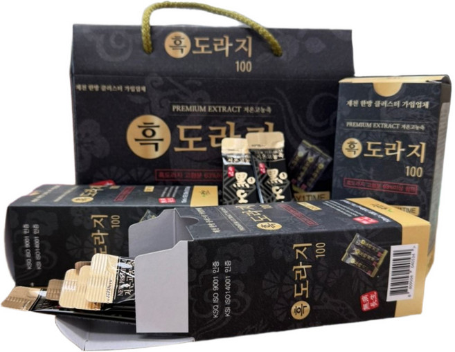 약초인 국산 100% 흑 도라지청 진액 스틱 무설탕 무색소 선물용, 3박스, 10ml, 10개입, 10ml