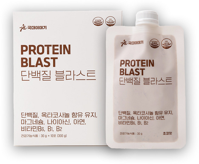 국대이야기 단백질블라스트 프로틴 쉐이크 초코맛 보충제 파우더 한끼 식사대용 스파우트 파우치 30g 10포, 300g, 6세트