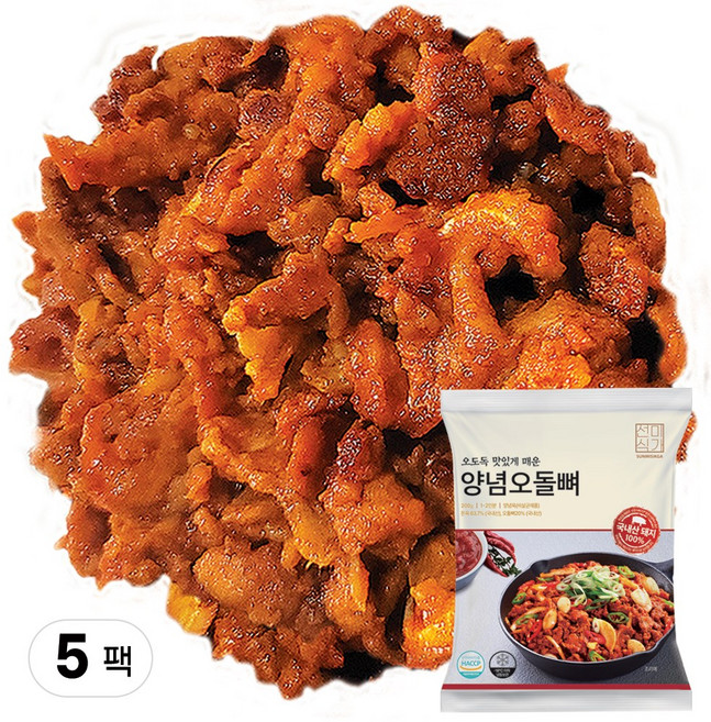 선미식가 국내산 100% 오독오독 직화 양념 오돌뼈 포차안주, 5개, 200g