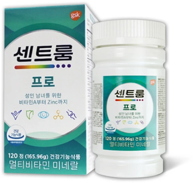 성인 남녀를 위한 비타민A부터 Zinc까지 [약국정품] 센트룸 프로 120T 멀티비타민 미네랄 1통 + 투명 약 케이스(6칸), 1개, 1회분 - 쿠팡