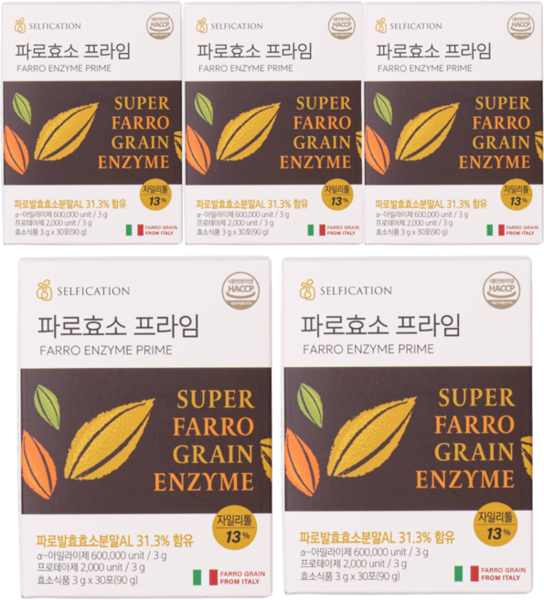 다이어트 소화효소 이탈리아 엠머밀 파로효소 프라임, 90g, 5개