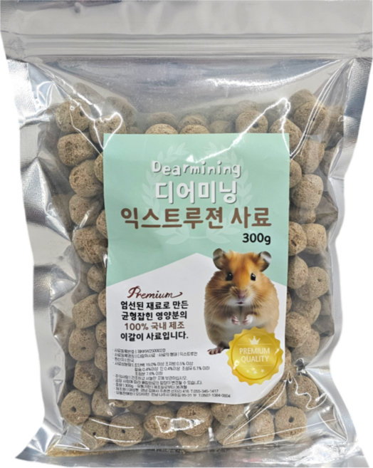 디어미닝 햄스터 이갈이 사료 익스트루전, 300g, 4개