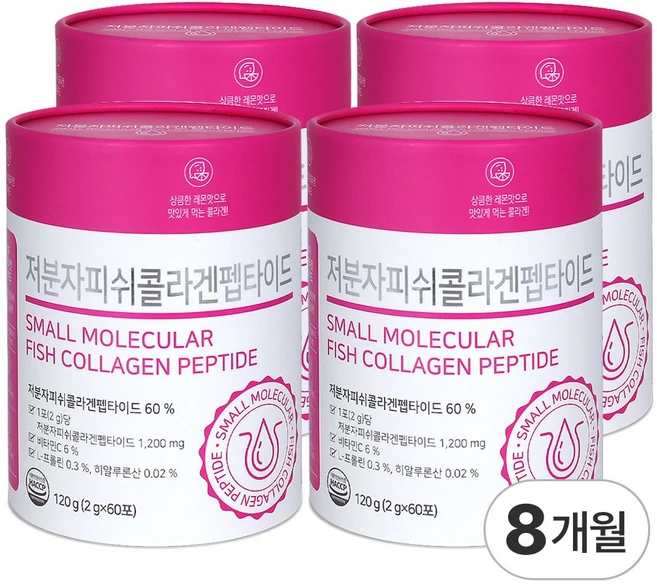 휴럼 저분자 콜라겐 펩타이드 식약처인증 100% 300달톤, 120g, 4개 - 쿠팡