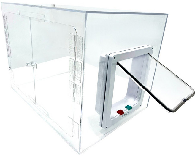 [CU메디칼] 강아지 펫도어+아크릴산소방 단품 / 고양이 산소방 네블라이저방 가능, 투명, 1개, 펫도어