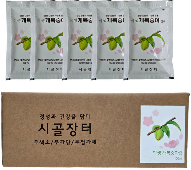 시골장터 개복숭아 즙 30포 100ml 무설탕 무첨가 돌복숭아 산복숭아, 1개, 3L