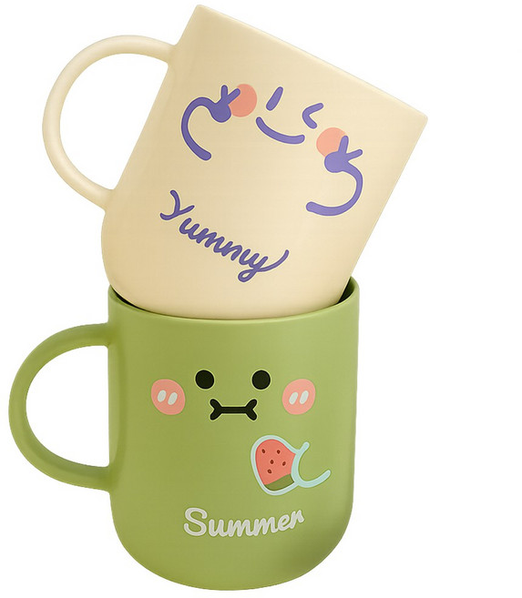 고씨네 베이비클린 손잡이 욕실 양치컵 2종 세트, 아이보리, 그린, 1세트