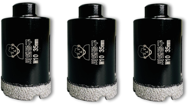 씨앤공구 실속형 융착 코어 비트 홀쏘 포세린 타일 홀커터 싱크대 수전 배관, 그라인더용(M10 35mm, 3개입