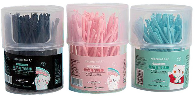 [1+1] 일회용 플라스틱 귀이개 기능성 친환경 면봉, 블랙1+1(200개입), 100개입