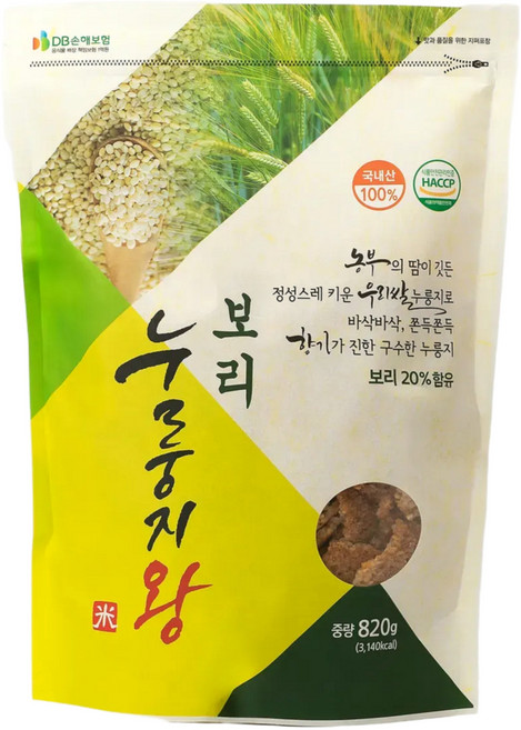 쌍지뜰 국내산 보리누룽지, 820g, 1개