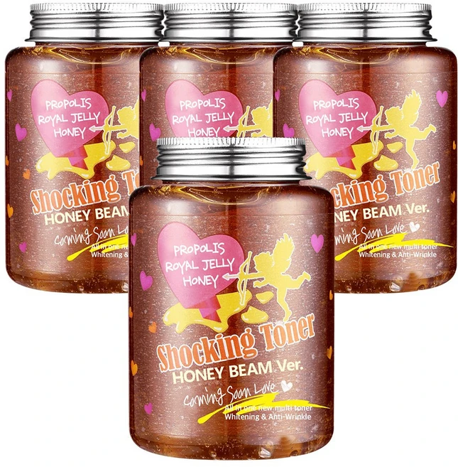 [라벨영] 보습+영양+광채 쇼킹토너 꿀광버전 3+1, 250ml, 4개 - 쿠팡
